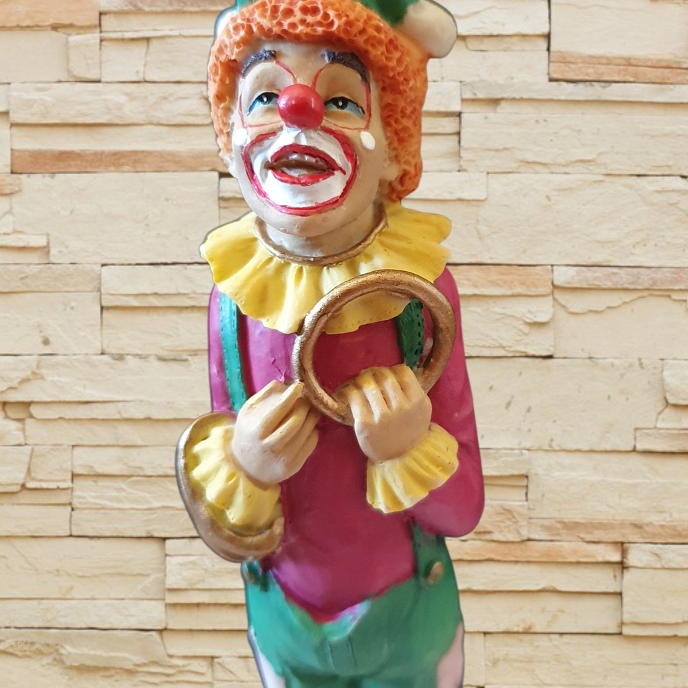 Vintage Donkey Toons by Will George Colorful Circus Clown Figurine with Hoops 7"